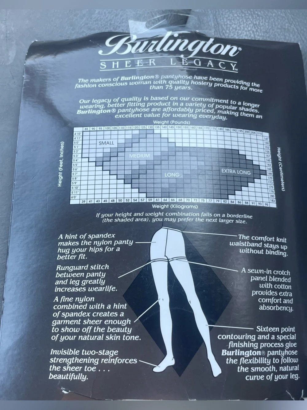 Burlington shee Legacy Ultra Sheer Leg Pantyhose size Medium Coffee color